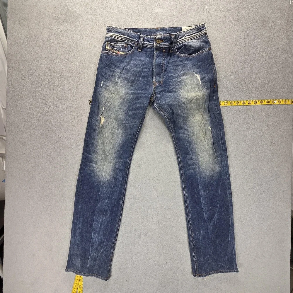 Diesel Jeans Mens 33x32 Blue Safado Regular Slim Straight Button Fly 0RW05